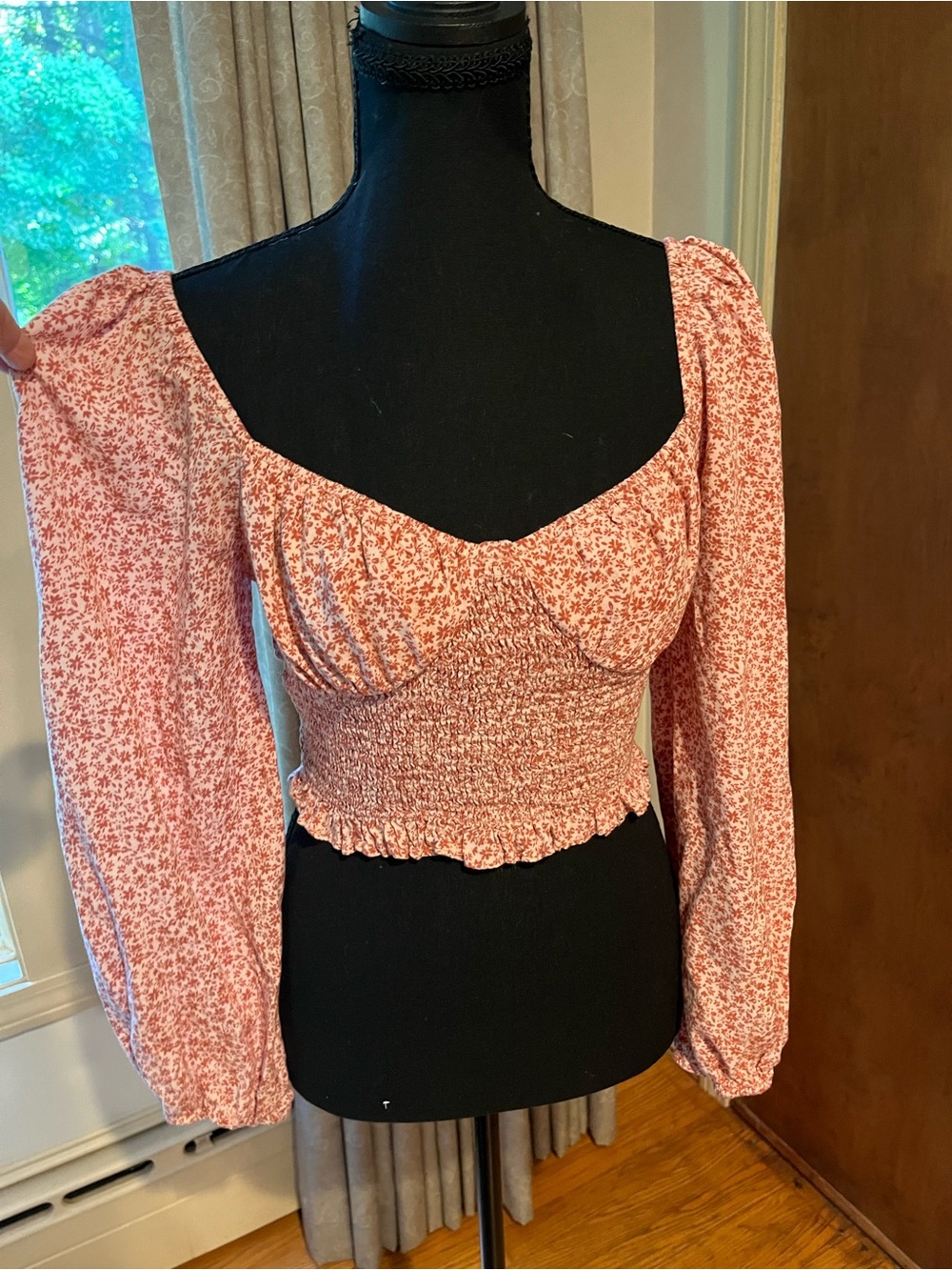 Cotton Candy Rose Pink Floral Smocked Crop Top
